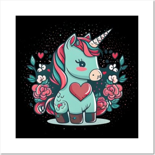 Valentines Unicorn Love Posters and Art